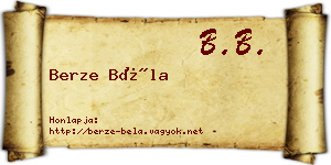 Berze Béla névjegykártya